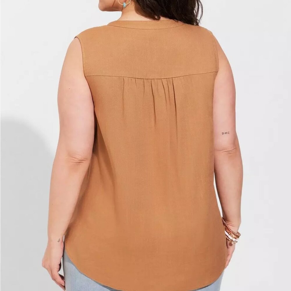 Torrid NEW Harper Linen Blend Pullover Tank Size 5X Light Caramel Color - Picture 2 of 10